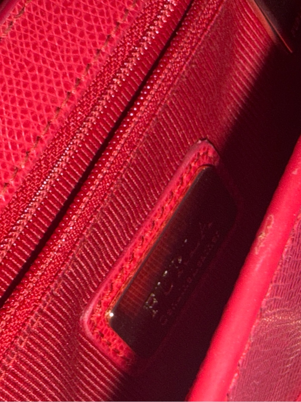 Furla Red Leather Crossbody Bag with Gold Hardware Classic Minimalist - Picture 6 of 7